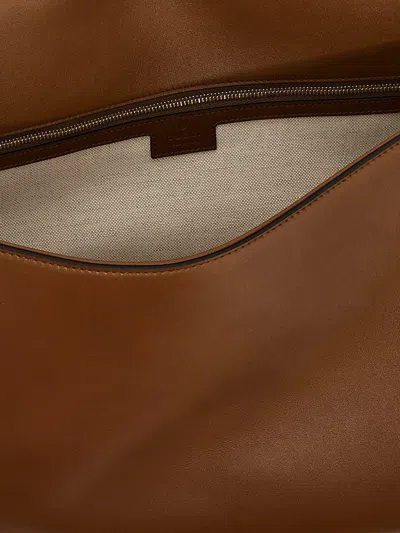 Gucci Large Structured Suede Handbag With Top Handle In Brown