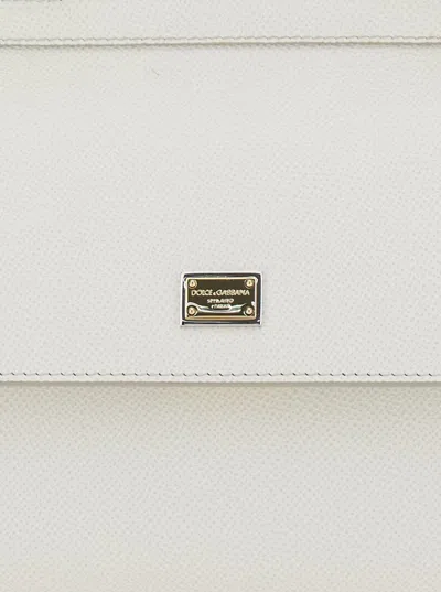 Dolce & Gabbana 'sicily White Black Handbag With Adjustable And Removable Shoulder Strap And Logo Plaque On The Fron In White