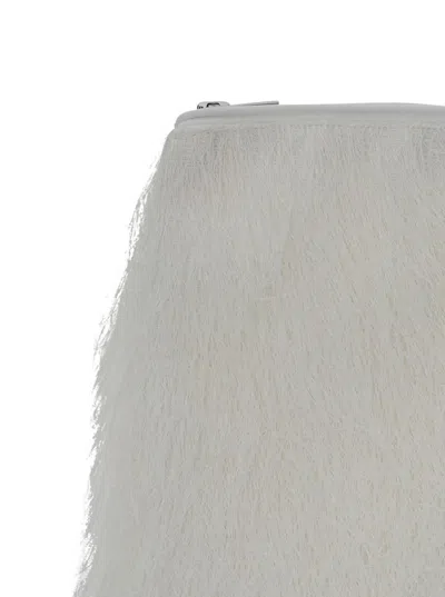 Loulou De Saison 'evano' White Clutch With Fringed Design And Zip Closure In Fabric Woman In White