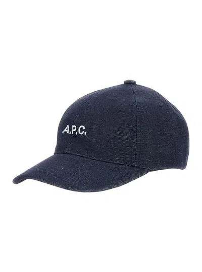 Apc A.p.c. Men Blue Baseball Cap With Logo Lettering On The Front In Cotton Man In Brown