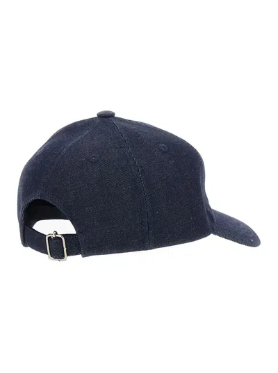 Apc A.p.c. Men Blue Baseball Cap With Logo Lettering On The Front In Cotton Man In Brown