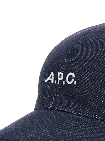 Apc A.p.c. Men Blue Baseball Cap With Logo Lettering On The Front In Cotton Man In Brown