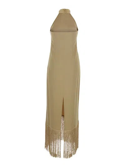 Taller Marmo Berlin Fringed Crepe Gown In Neutral