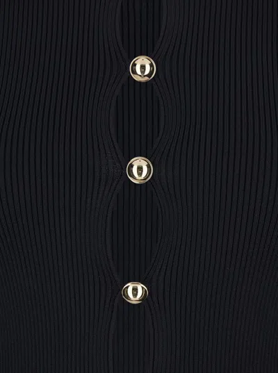 Self-portrait Ribbed-knit Cardigan In Black