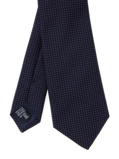 Giorgio Armani Men Bluetie With All-over Polka Dots In Silk Man In Blue