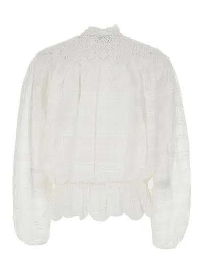 Isabel Marant Étoile Polly Lace And Cotton Blouse In White