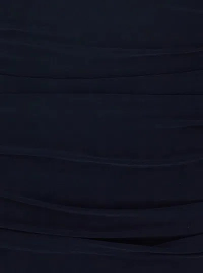 Norma Kamali Sleeveless V Neck Shirred Waist Jumpsuit In Blue