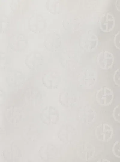Giorgio Armani White Tie With All-over Tonal Logo In Silk Man In White