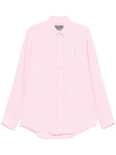 Polo Ralph Lauren Custom Fit Linen Shirt Clothing In Pink