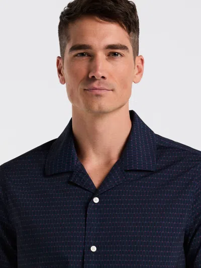 Perry Ellis Men's Hexagon Pop Print Camp Collar Shirt In Blue