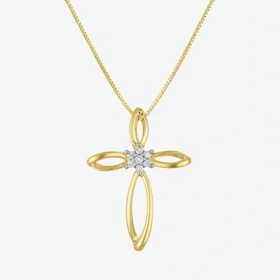 Fine Jewelry Diamond Blossom (g-h / I1-i2) Womens Diamond Accent Lab Grown White Diamond 10k Gold Cross 18 Inch P In Gold