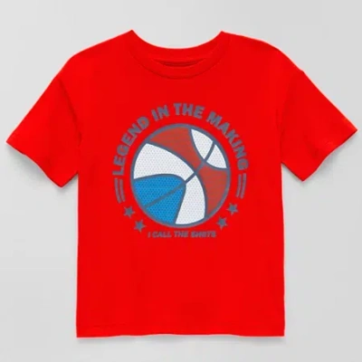 Okie Dokie Toddler Boys Crew Neck Short Sleeve Regular Fit Graphic T-shirt In Red