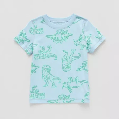 Okie Dokie Boys Easy-on + Easy-off Sensory Friendly Crew Neck Short Sleeve Adaptive Graphic T-shirt In Blue