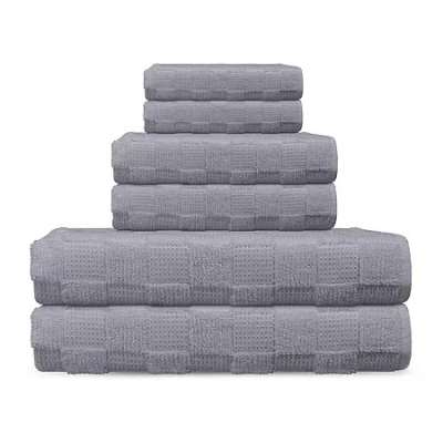 Depera Home Waffle Terry Set Of 6 Turkish Towels In Silver