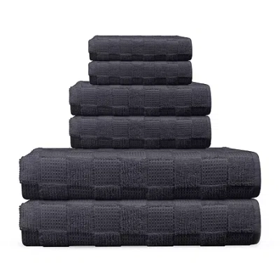 Depera Home Waffle Terry Set Of 6 Turkish Towels In Blue