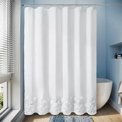 Awesome Home Floral Ruffle Shower Curtain In White