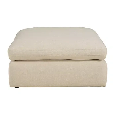 Signature Design By Ashley Elyza Cushioned Upholstered Ottoman In Neutral
