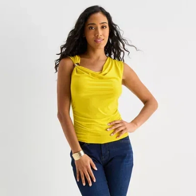 Bold Elements Womens Cowl Neck Sleeveless Blouse In Yellow