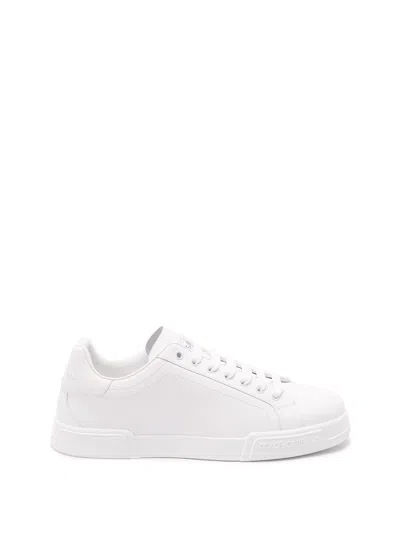Dolce & Gabbana Portofino Light White Sneakers With Logo Patch On The Tongue And Tonal Logo Lettering On The Heel In