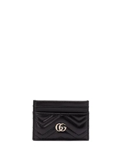 Gucci Women Gg Marmont Leather Card Case In Black
