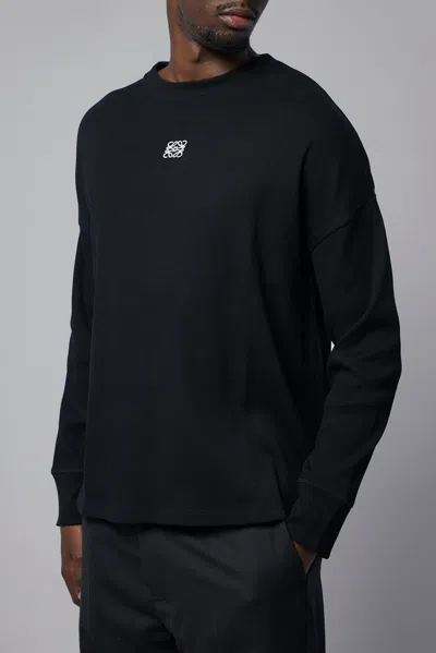 Loewe Mens Ribbed Long-sleeve Cotton-jersey T-shirt Black