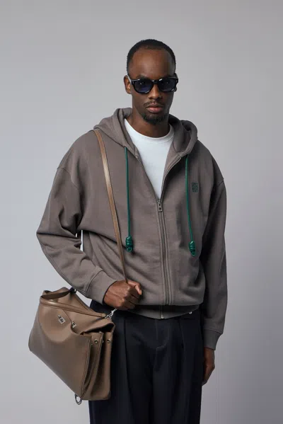 Loewe Zip-up Hoodie In Brown