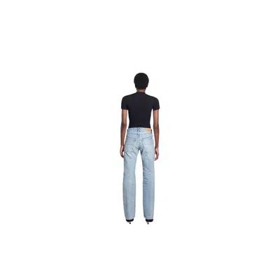 Balenciaga All-over Hole Detailed Low Waist Jeans In Blue