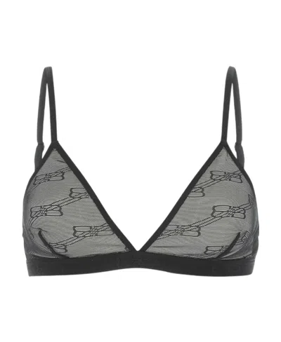 Balenciaga All-over Logo Embellished Triangle Bra In Black
