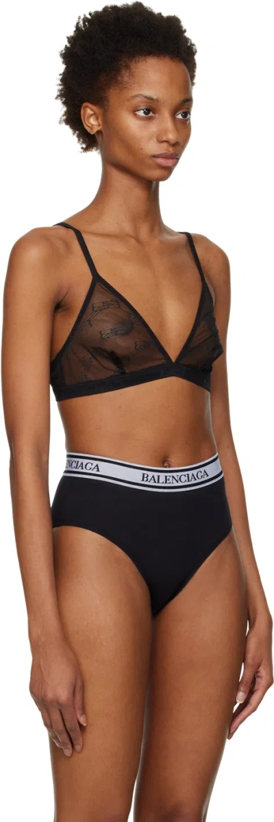 Balenciaga All-over Logo Embellished Triangle Bra In Black