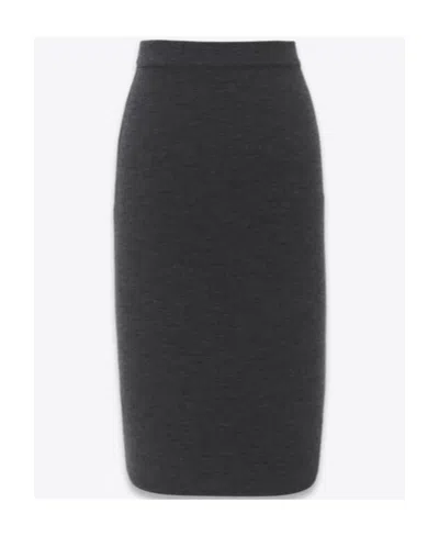 Saint Laurent High-waist Pencil Skirt In Gray