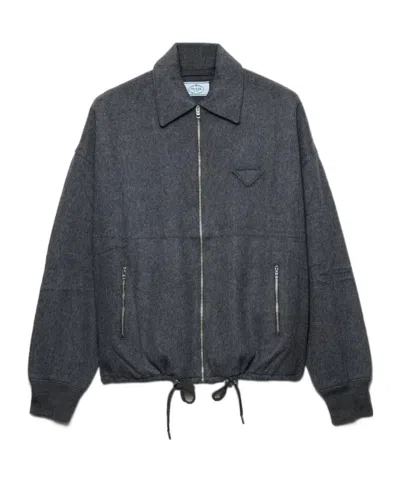 Prada Wool And Cashmere Blouson Jacket In Black