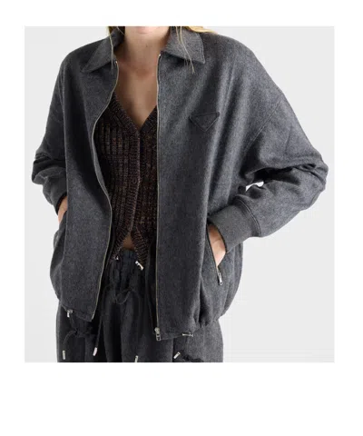 Prada Wool And Cashmere Blouson Jacket In Black