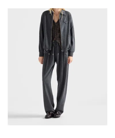 Prada Wool And Cashmere Blouson Jacket In Black