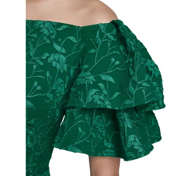Eliza J Women's Off-the-shoulder Side Tuck Gown In Green