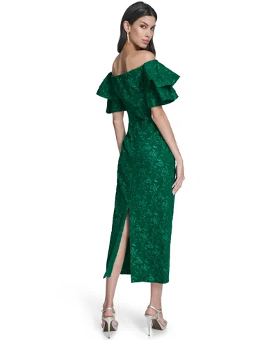 Eliza J Women's Off-the-shoulder Side Tuck Gown In Green