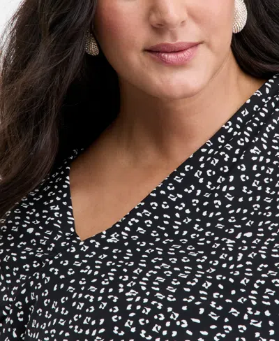 Inc International Concepts Plus Size Asymmetric-neck Top, Macy's Exclusive In Black