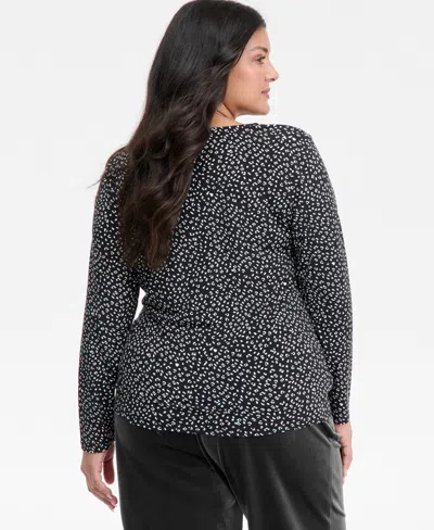 Inc International Concepts Plus Size Asymmetric-neck Top, Macy's Exclusive In Black