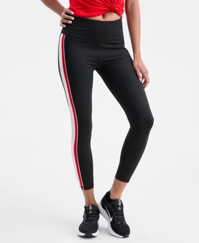 Id Ideology Women's Side-stripe Compression Leggings, Macy's Exclusive In Black