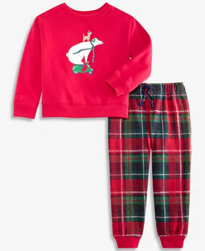 Epic Threads Boys Toddler 2t-4t Dog Bear Top And Plaid Pants, 2-piece Set, Macy's Exclusive In Pink