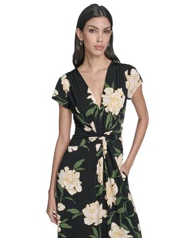 Vince Camuto Petite V-neck Short-sleeve Jumpsuit In Multi