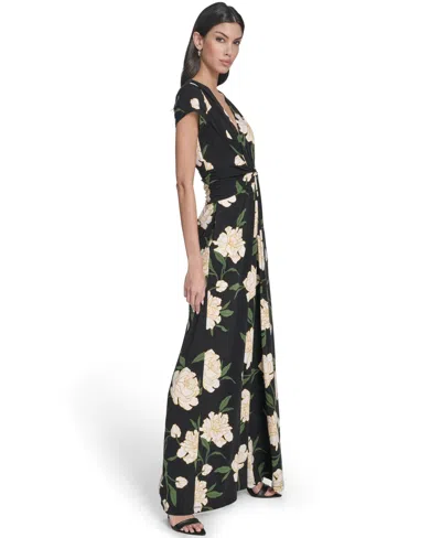 Vince Camuto Petite V-neck Short-sleeve Jumpsuit In Multi