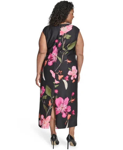 Vince Camuto Plus Size Jewel Neck Midi Dress In Multi