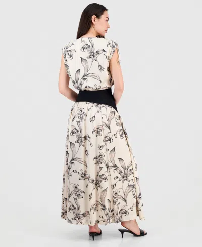 Taylor Women's V-neck Blouson Dropped-waist Maxi Dress In Multi