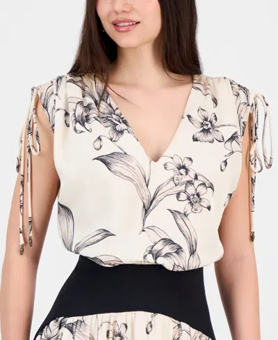 Taylor Women's V-neck Blouson Dropped-waist Maxi Dress In Multi