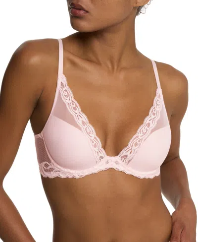 Natori Women's Feathers Lace Contour Underwire Plunge Bra 730023 In Pink