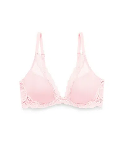 Natori Women's Feathers Lace Contour Underwire Plunge Bra 730023 In Pink