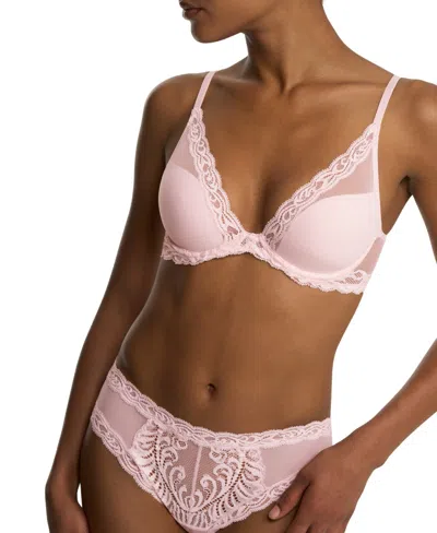 Natori Women's Feathers Lace Contour Underwire Plunge Bra 730023 In Pink