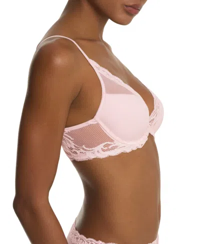 Natori Women's Feathers Lace Contour Underwire Plunge Bra 730023 In Pink