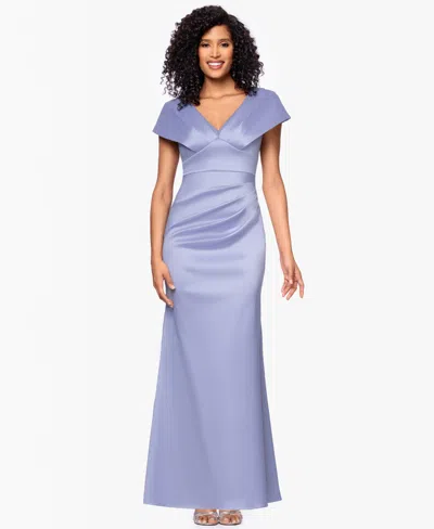 Betsy & Adam Petite V-neck Long Sheath Dress In Purple