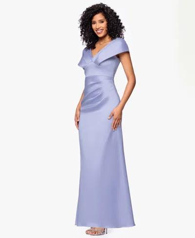 Betsy & Adam Petite V-neck Long Sheath Dress In Purple